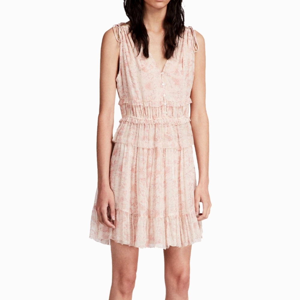 All Saints Annie Lanai Ruffle Mini Dress US6